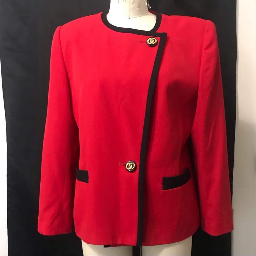 Vintage red blazer with gold buttons